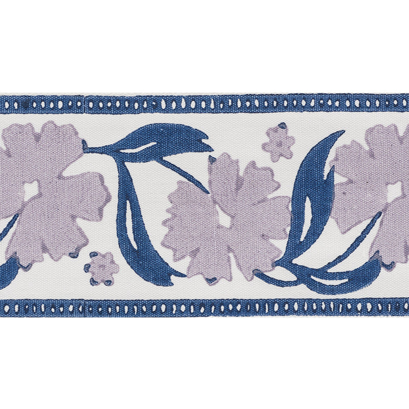 Schumacher ADRA HAND BLOCKED TAPE LILAC & BLUE Trim | Atlanta Fabrics