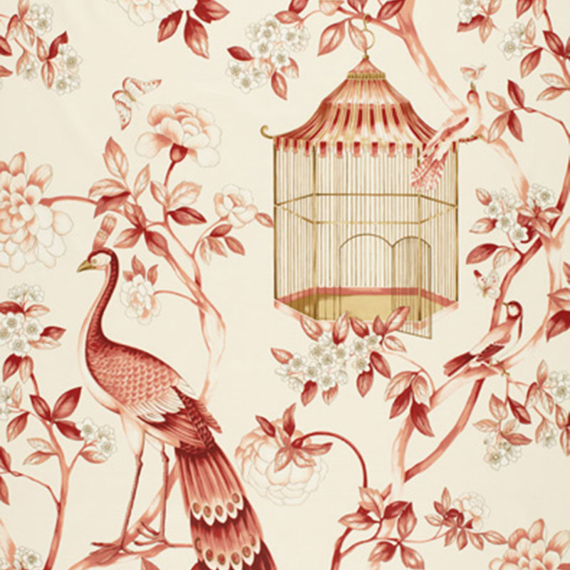 OISEAUX ET FLEURS  CINNABAR  FABRIC