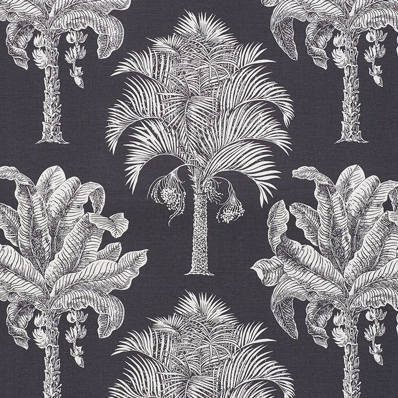 Schumacher GRAND PALMS CARBON Indoor/Outdoor Fabric | Atlanta Fabrics