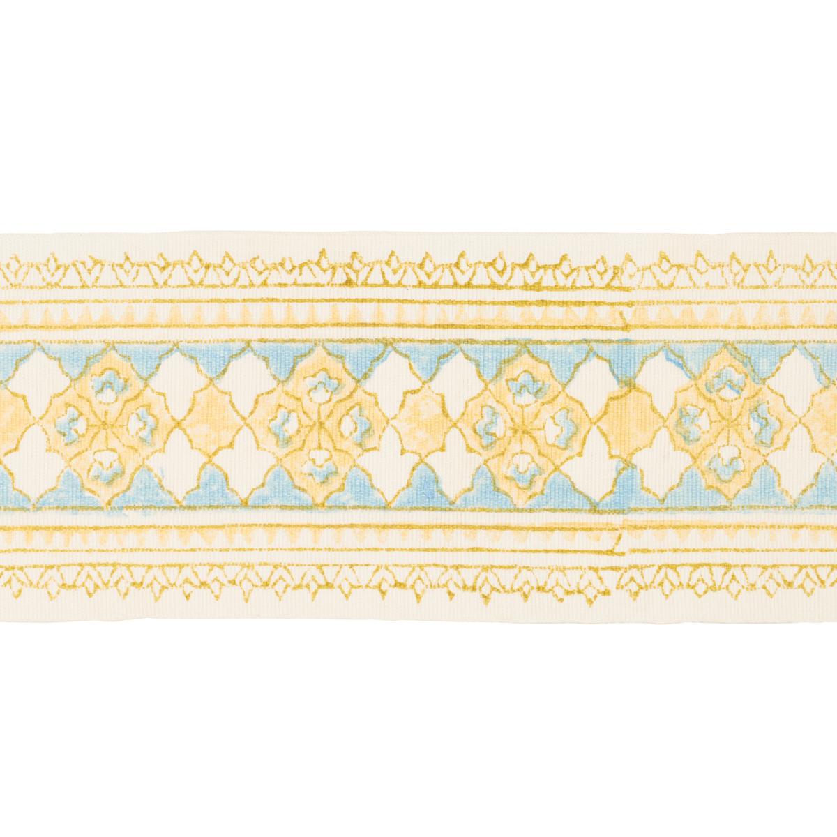AMIRA HAND BLOCK PRINTED TAPE YELLOW & AQUA