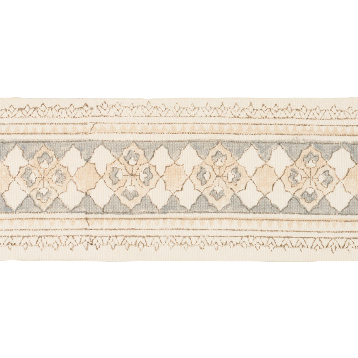 AMIRA HAND BLOCK PRINTED TAPE SAND & GREY