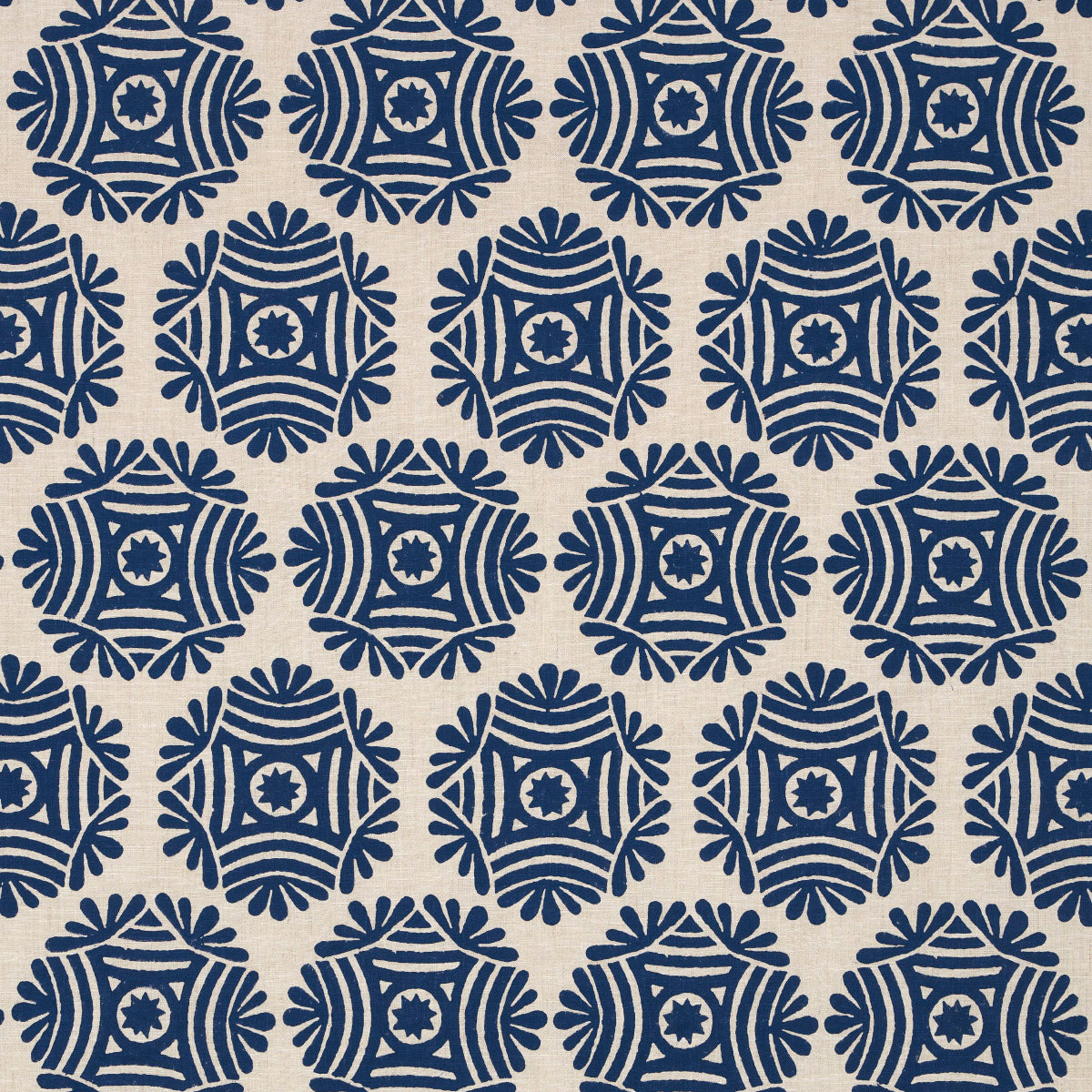 GILDED STAR BLOCK PRINT NAVY ON NATURAL