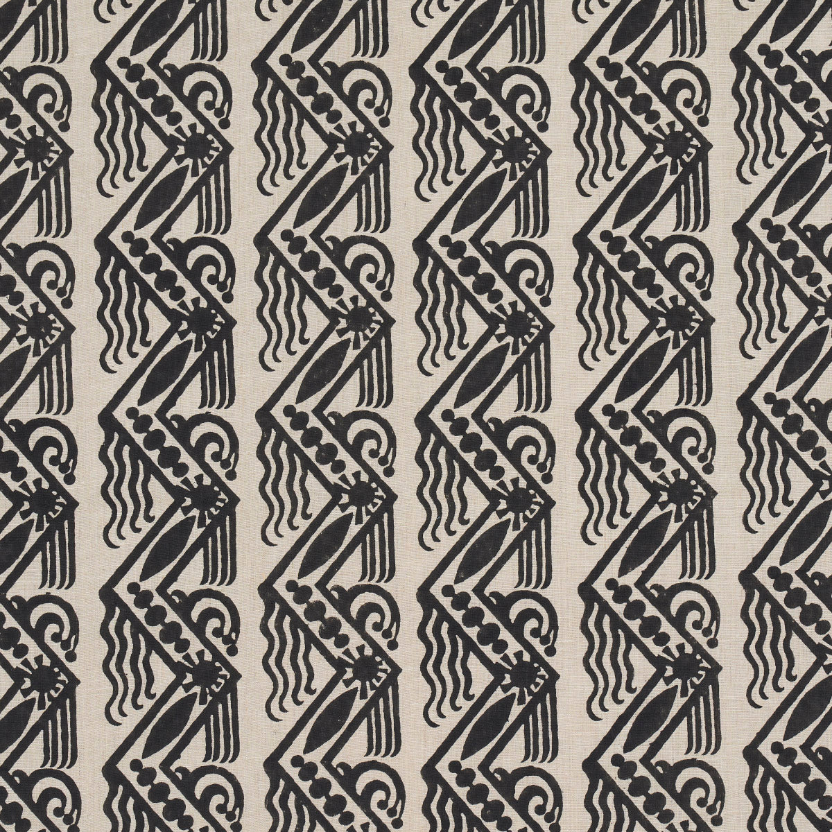 VENETIAN ZIG ZAG BLOCK PRINT BLACK ON NATURAL