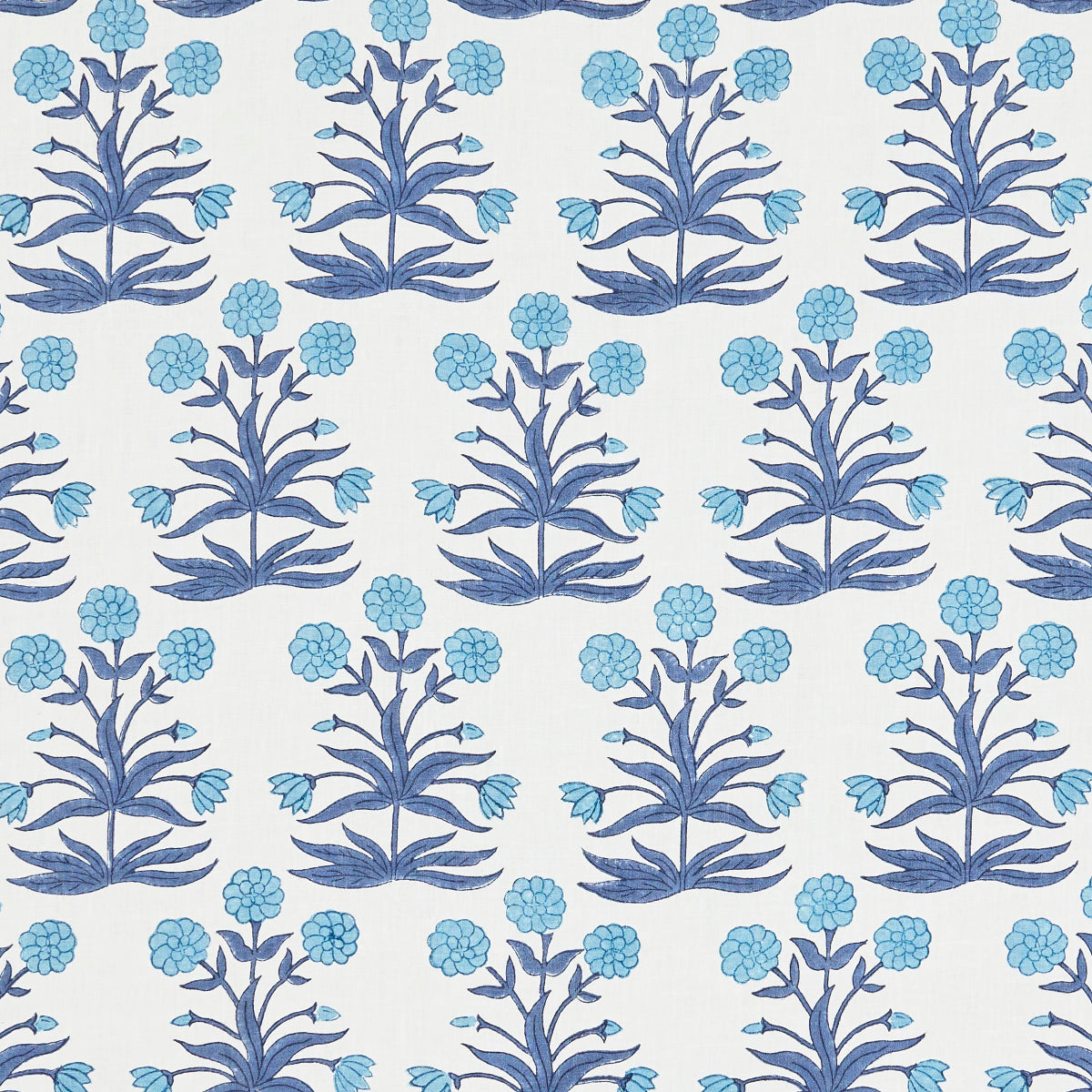 Mughal Hand Block Print Sky Indigo