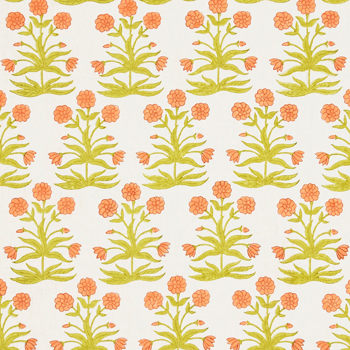 Mughal Hand Block Print Peach Sap Green