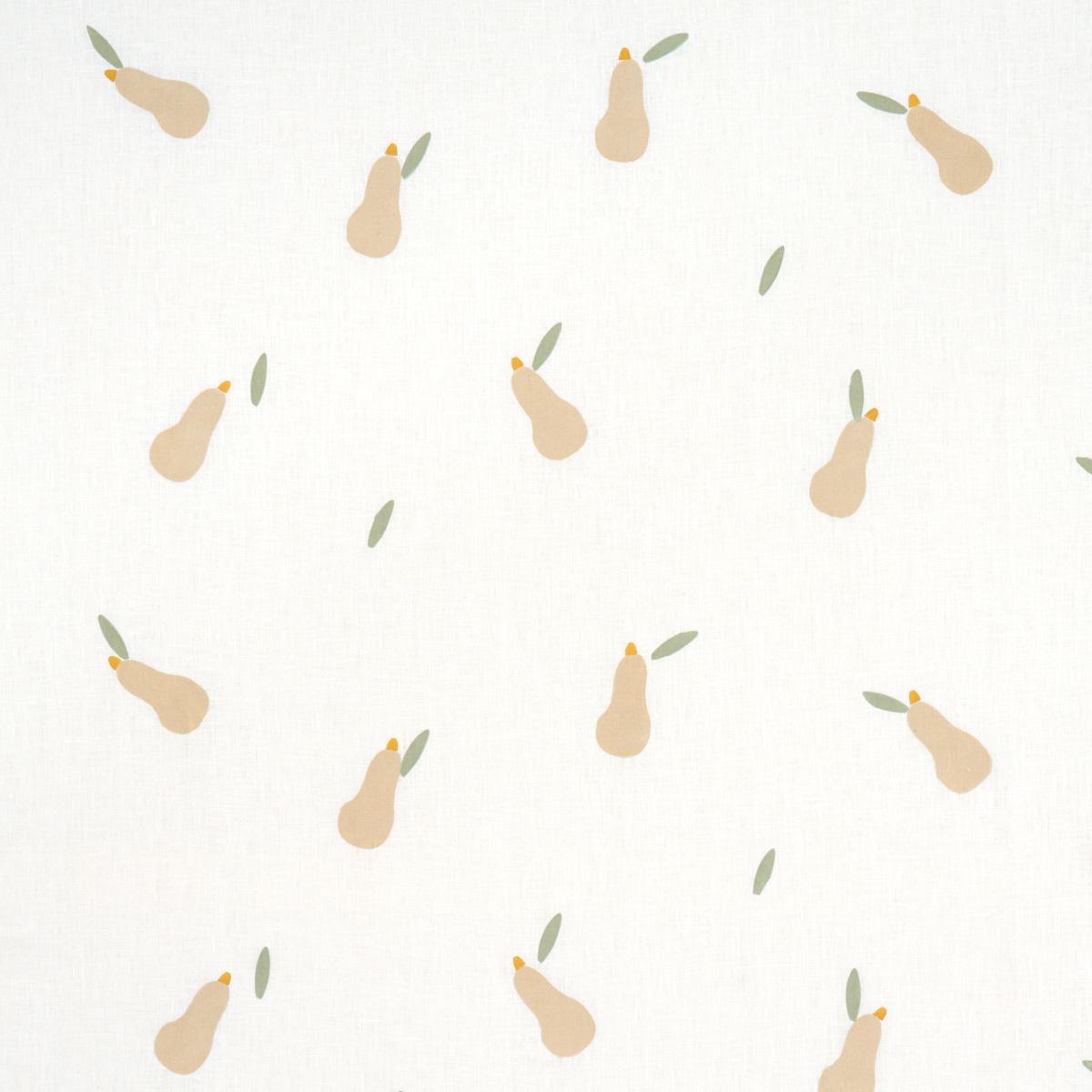 PEARS HAND BLOCK PRINT BUFF AND SAGE ON WHITE