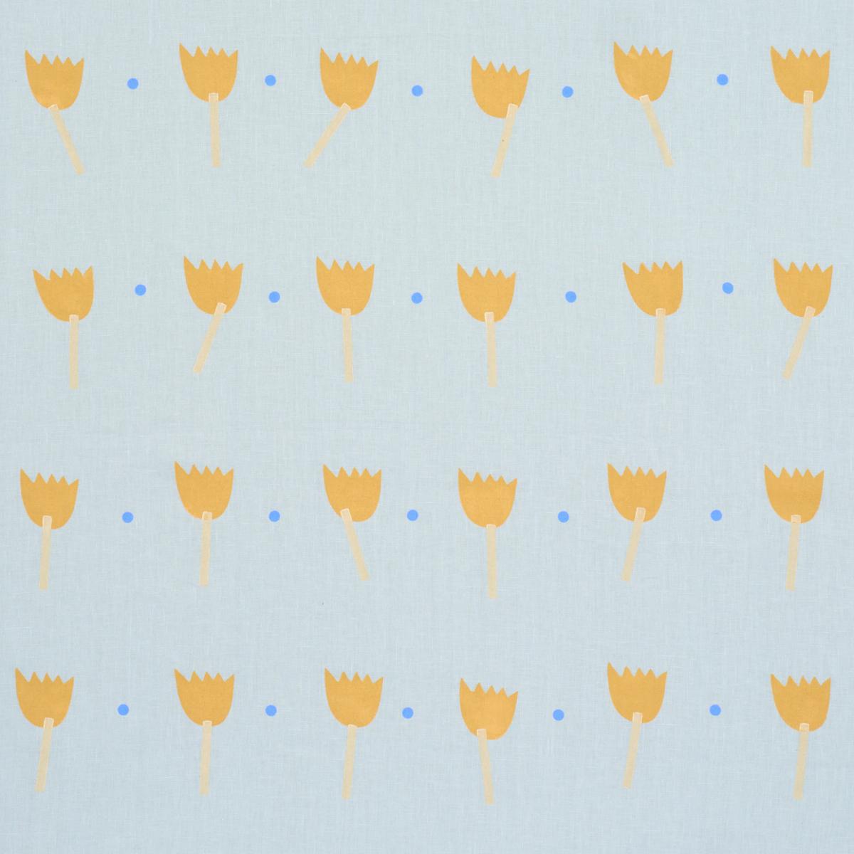 TULIP PLAY HAND BLOCK PRINT OCHRE ON SKY