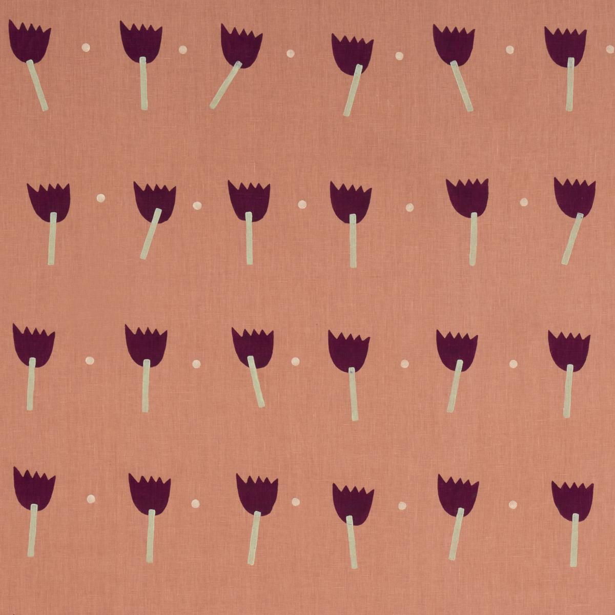 TULIP PLAY HAND BLOCK PRINT VIOLET ON RUST