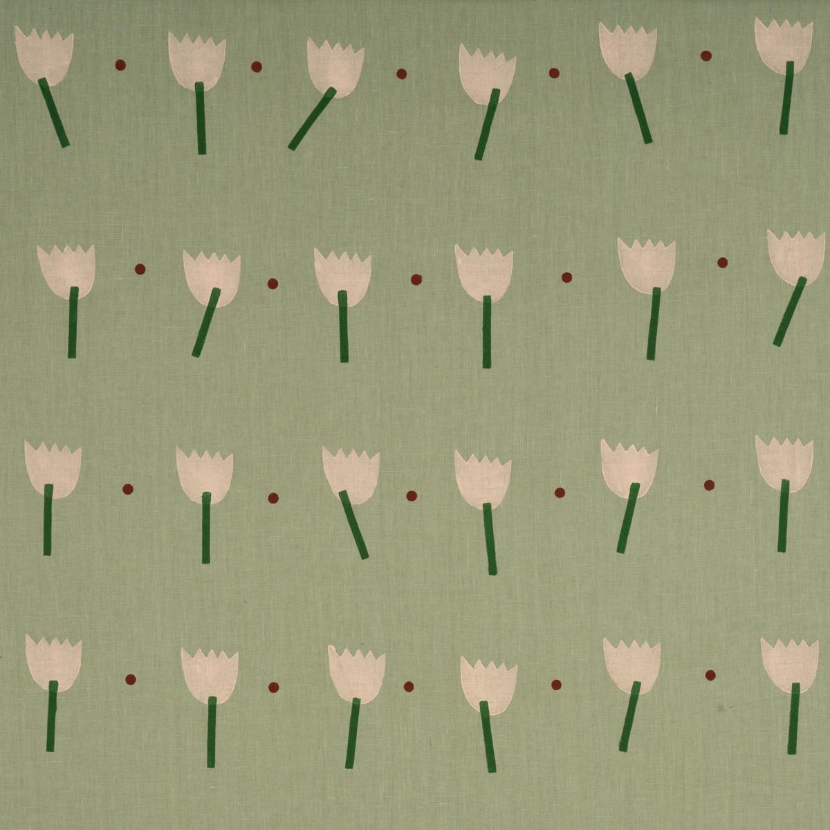 TULIP PLAY HAND BLOCK PRINT PEACH ON SAGE
