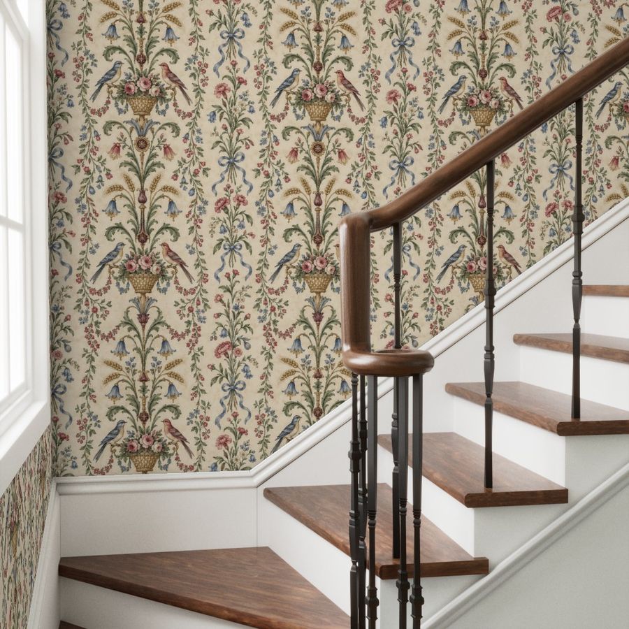 Atlanta Fabrics Aviary Arabesque Parchment Wallpaper Wallpaper | Atlanta Fabrics