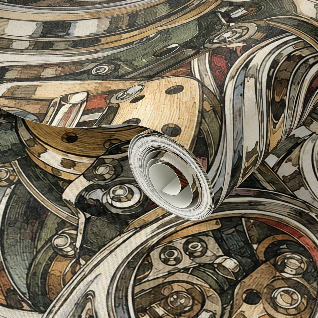 Atlanta Fabrics Vacation Highway Brass Wallpaper Wallpaper | Atlanta Fabrics