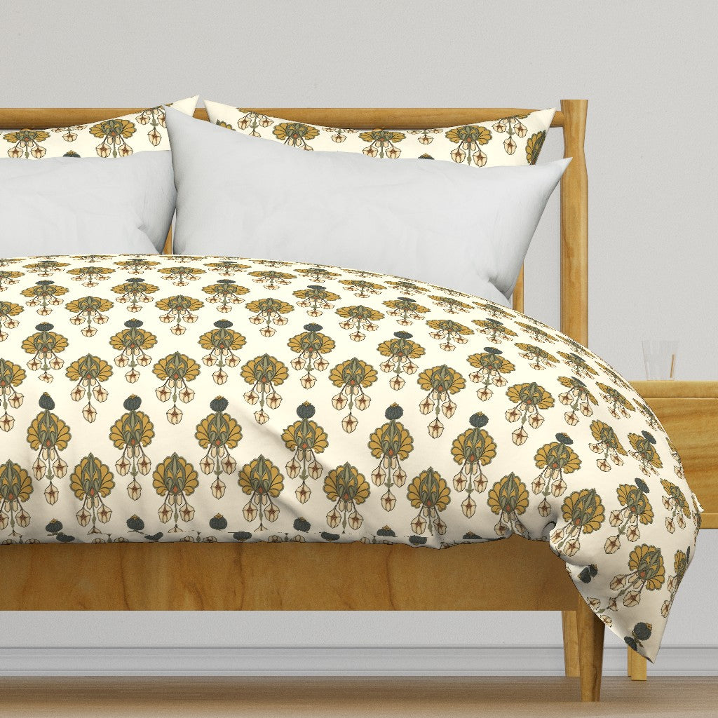 Atlanta Fabrics Pendant Blossom Ochre Fabric | Atlanta Fabrics