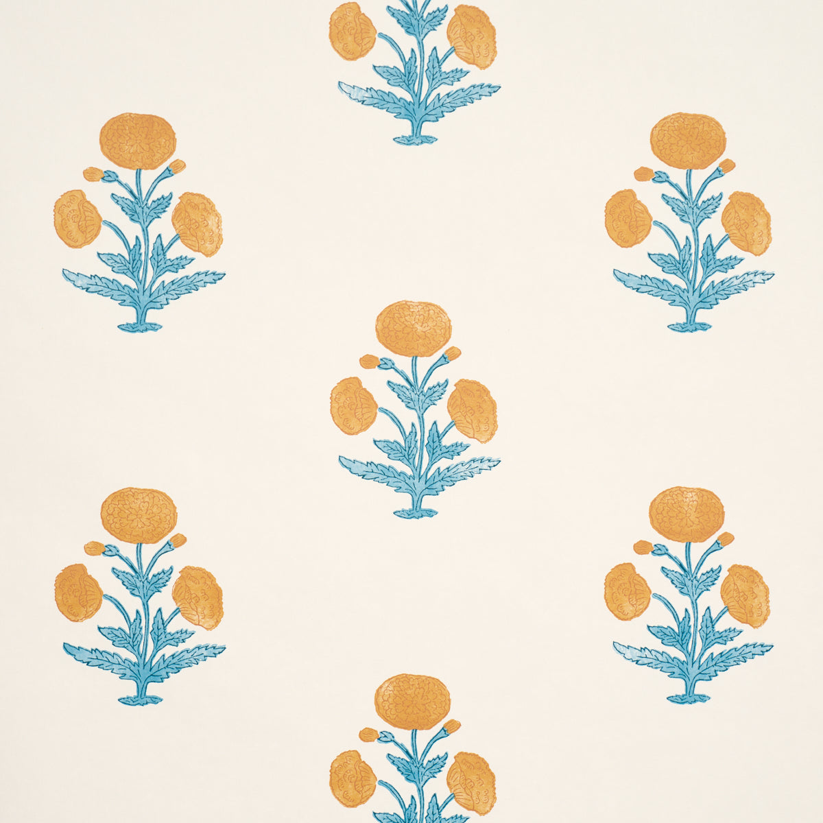 Poppy Print Mustard & Sky