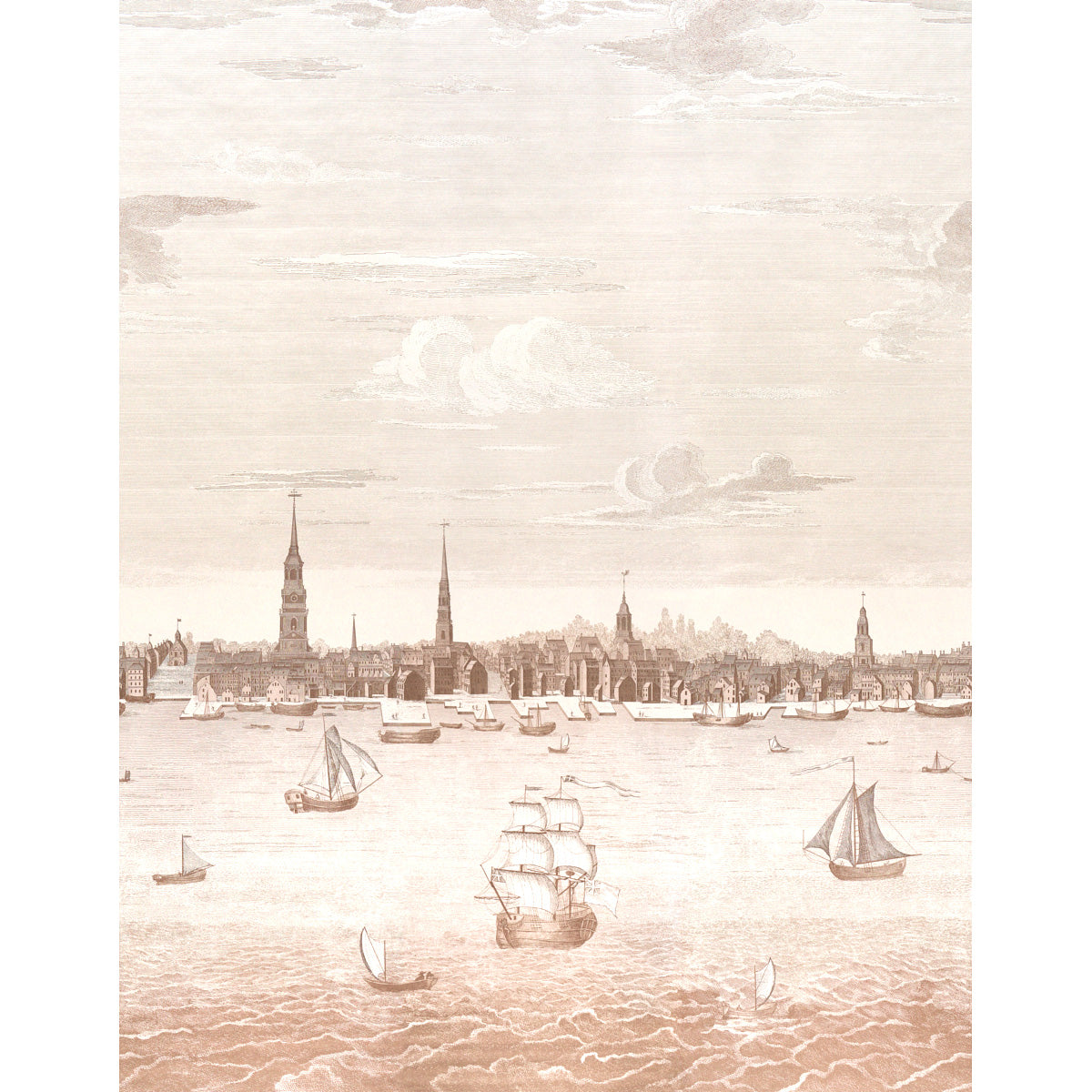 Philadelphia Harbor 3 Panel Set Sepia