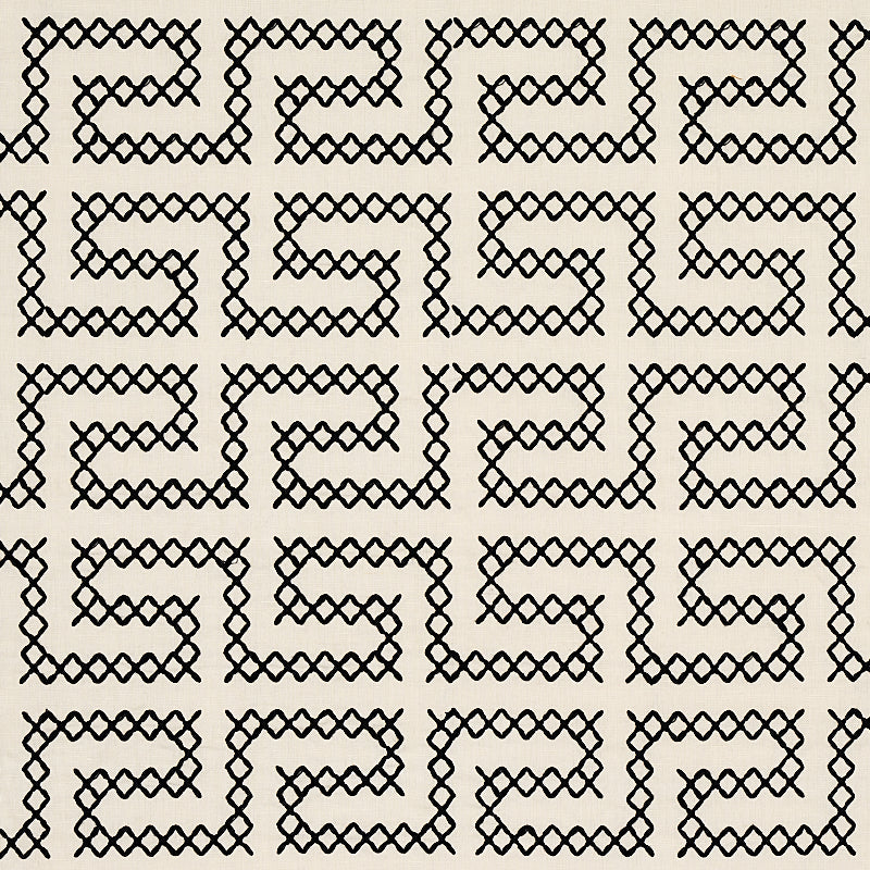 A MAZE EMBROIDERY BLACK ON IVORY