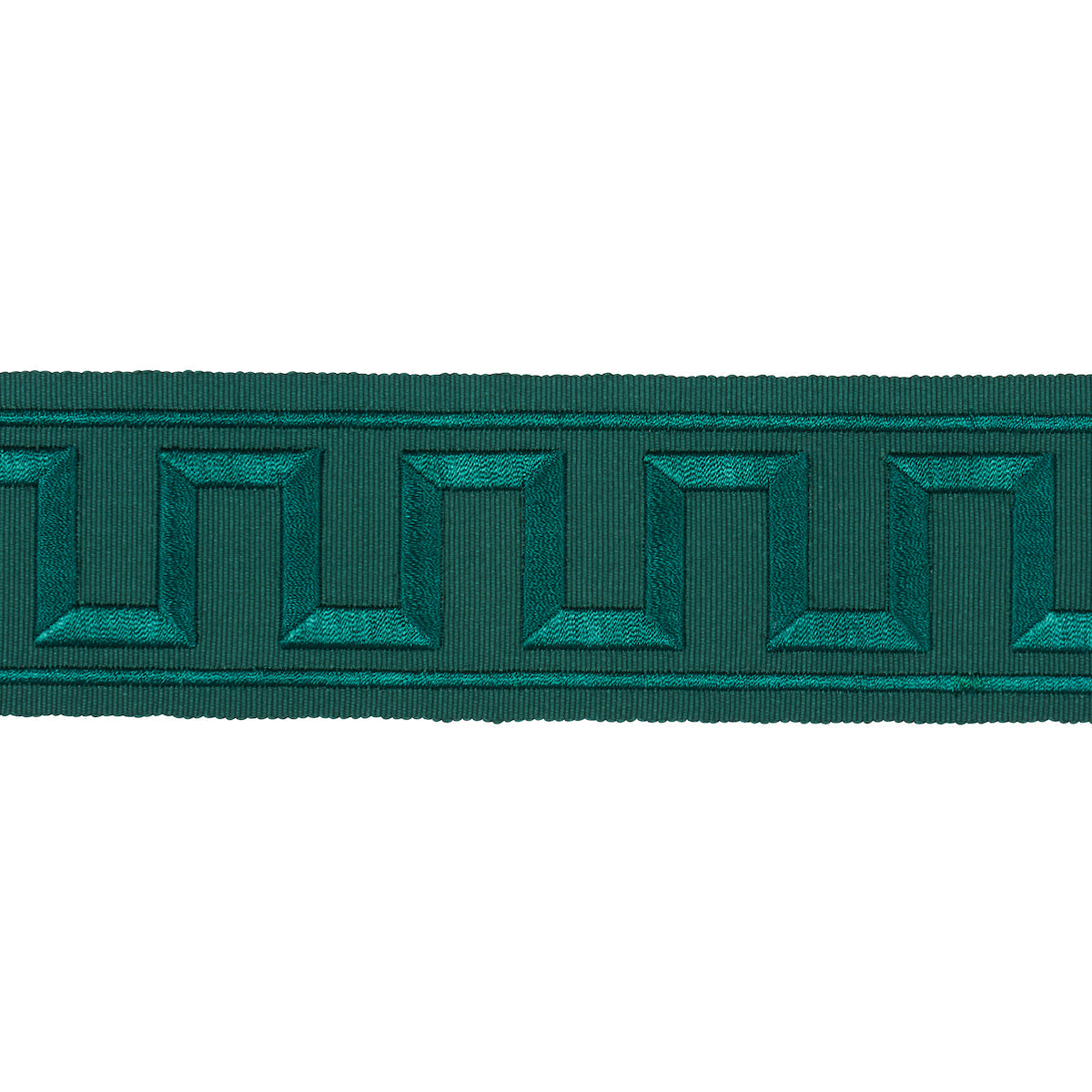 GREEK KEY EMBROIDERED TAPE EMERALD