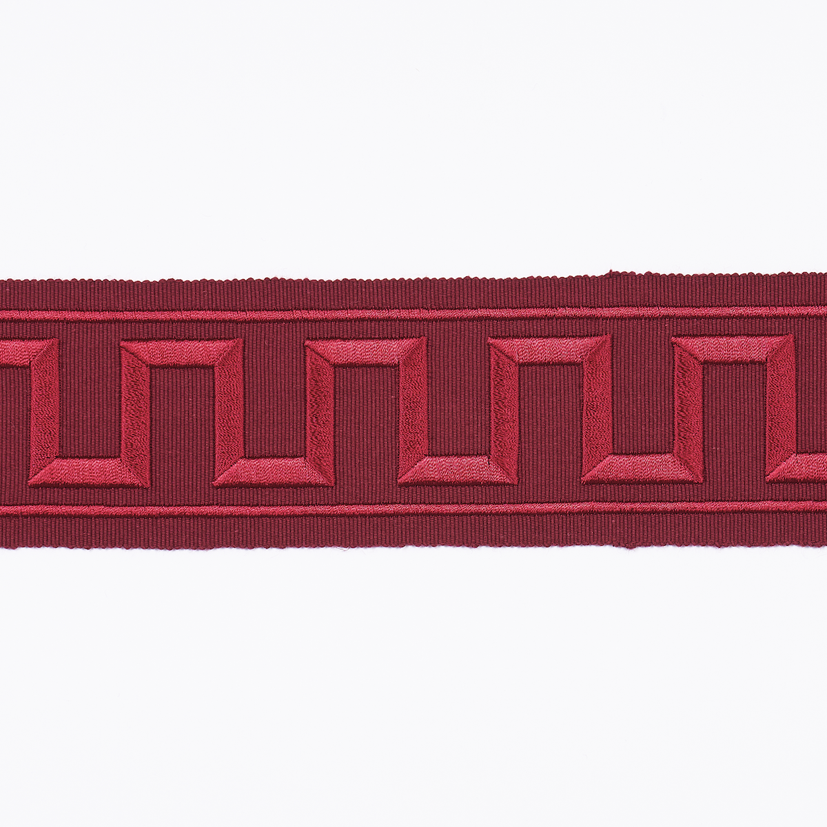 GREEK KEY EMBROIDERED TAPE BURGUNDY