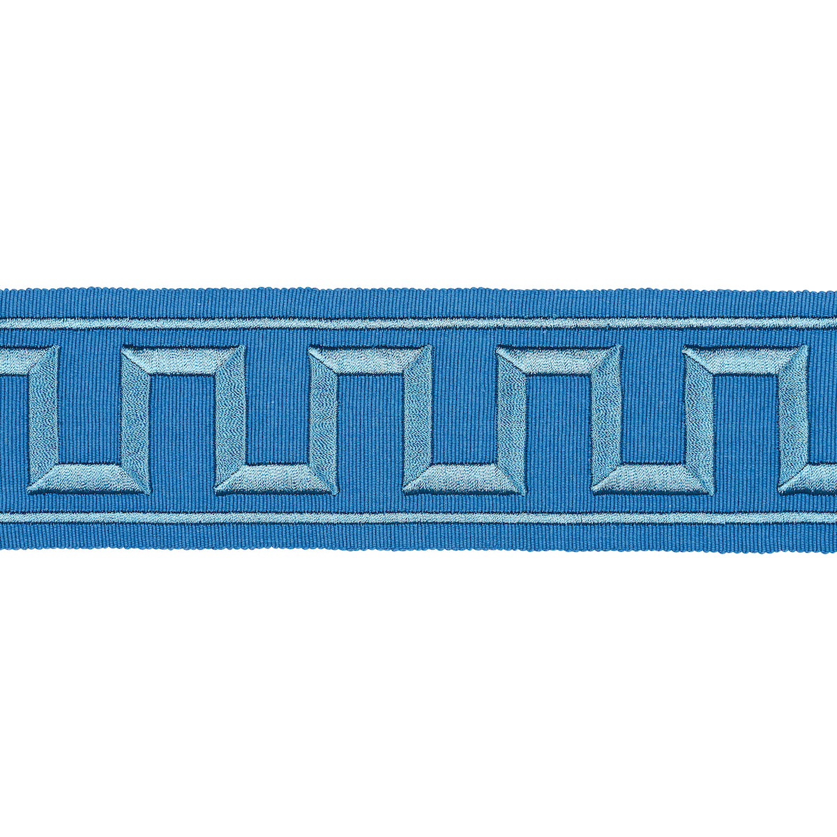 GREEK KEY EMBROIDERED TAPE TEAL