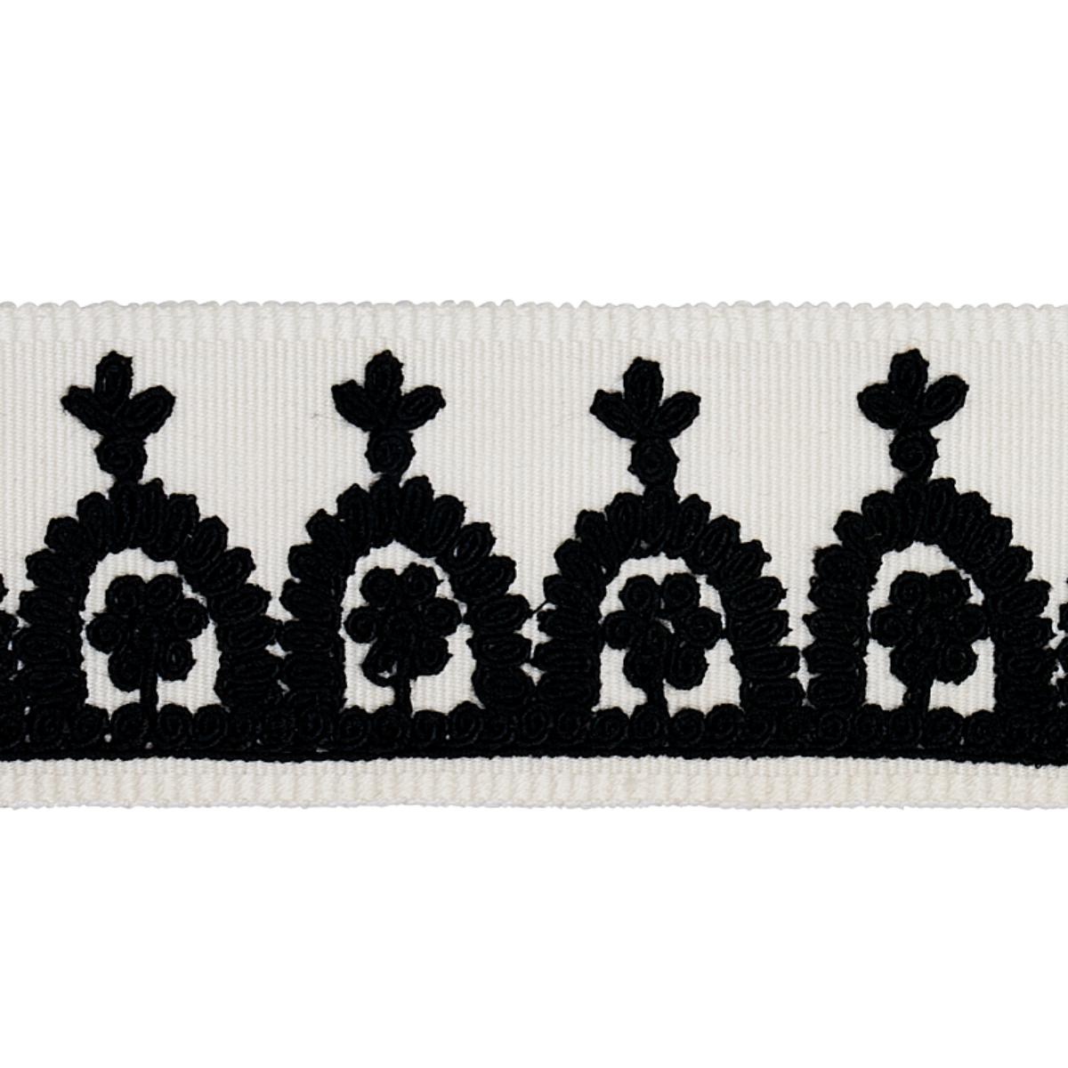 Noelia Embroidered Tape BLACK ON IVORY