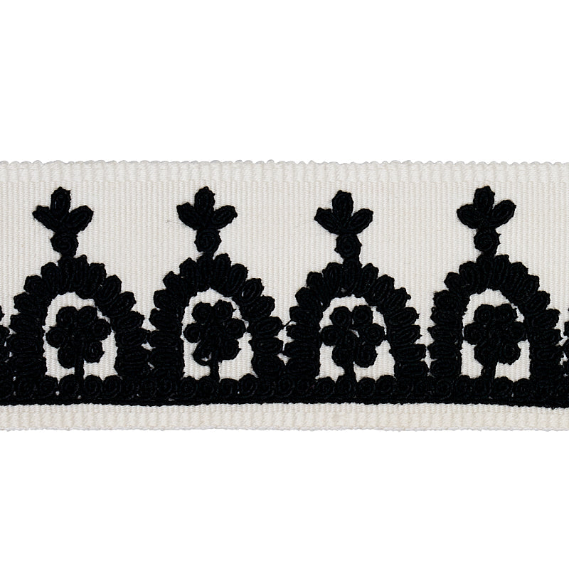 Noelia Embroidered Tape BLACK ON IVORY