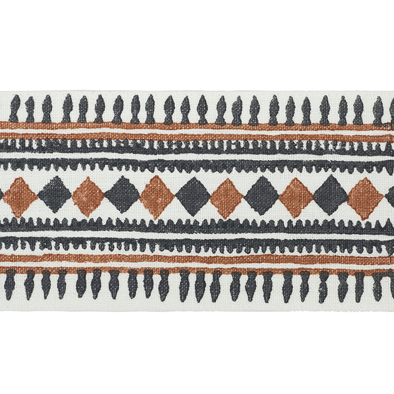 TOULA HAND BLOCKED LINEN TAPE BLACK & BROWN