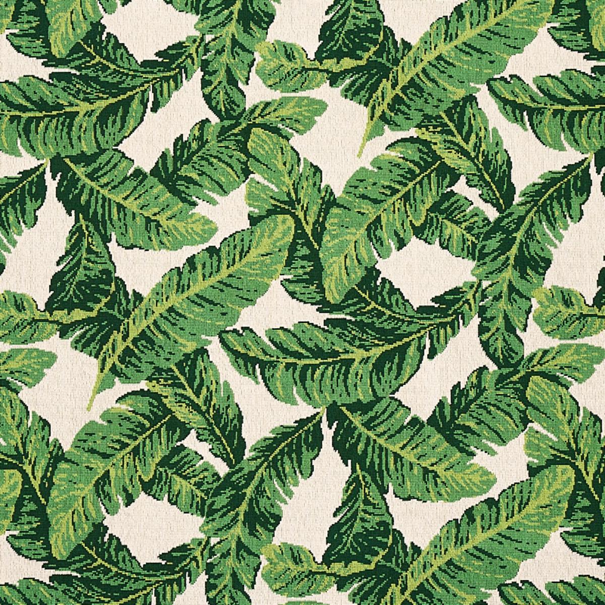 TROPICAL LEAF EPINGLE GREEN & IVORY