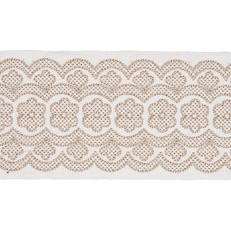 Schumacher Astrid Embroidered Tape NATURAL Trim | Atlanta Fabrics