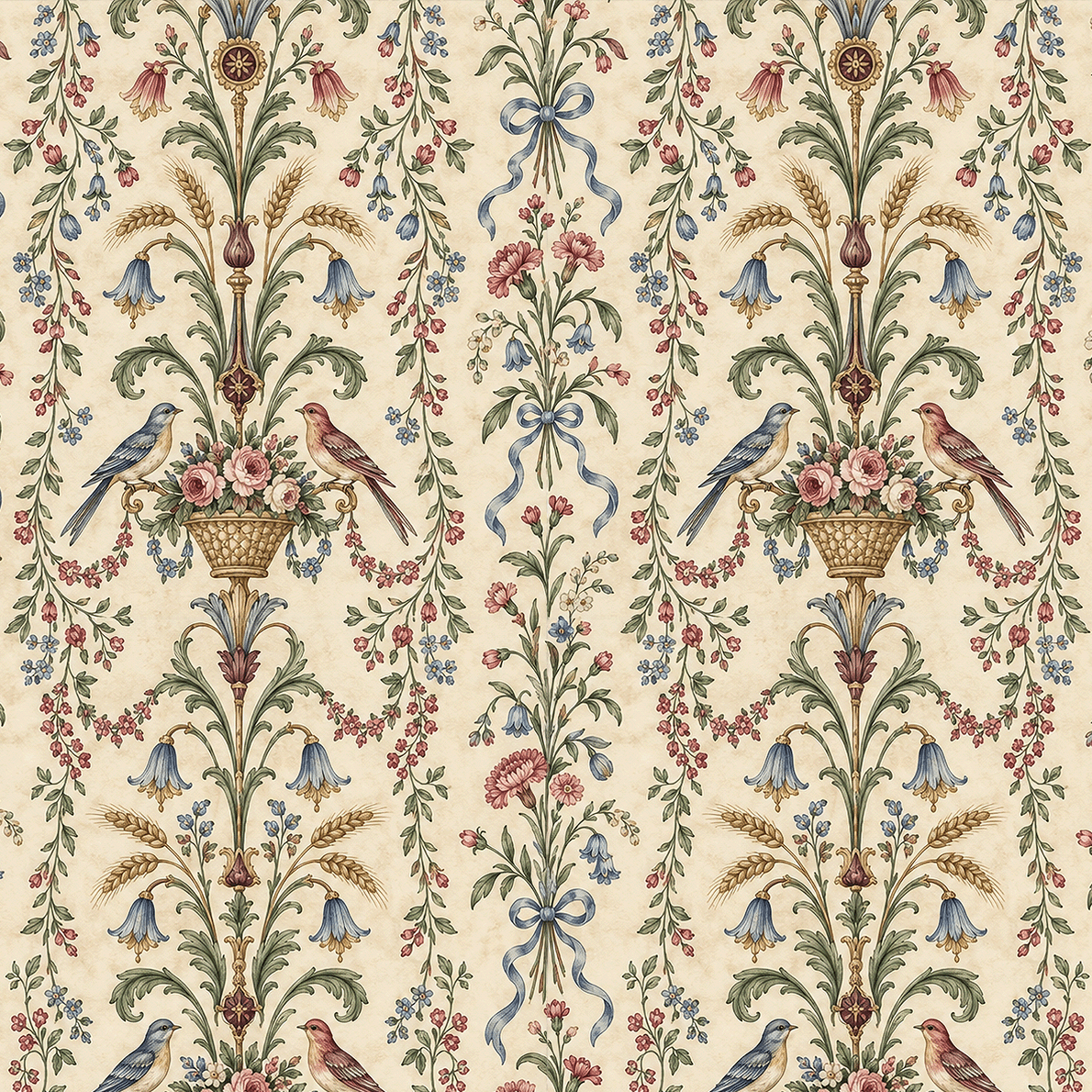 Atlanta Fabrics Aviary Arabesque Parchment Fabric | Atlanta Fabrics