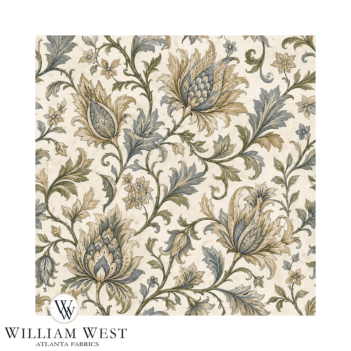 Botanical Scrollwork Tan Wallpaper