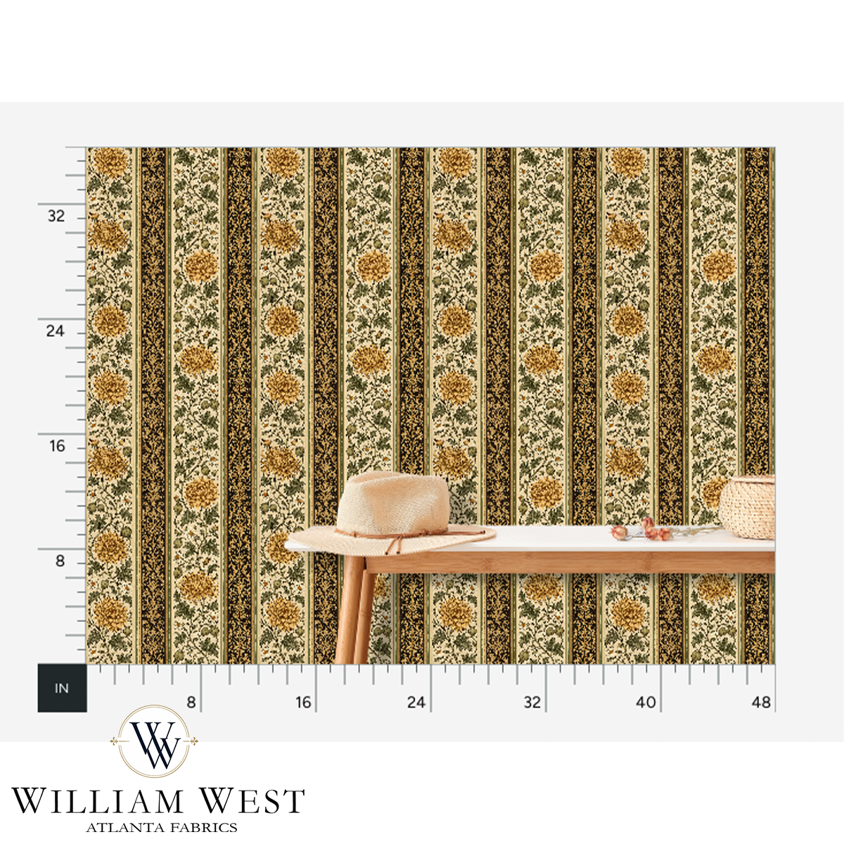 Atlanta Fabrics Briarwick Stripe Brass Wallpaper Wallpaper | Atlanta Fabrics