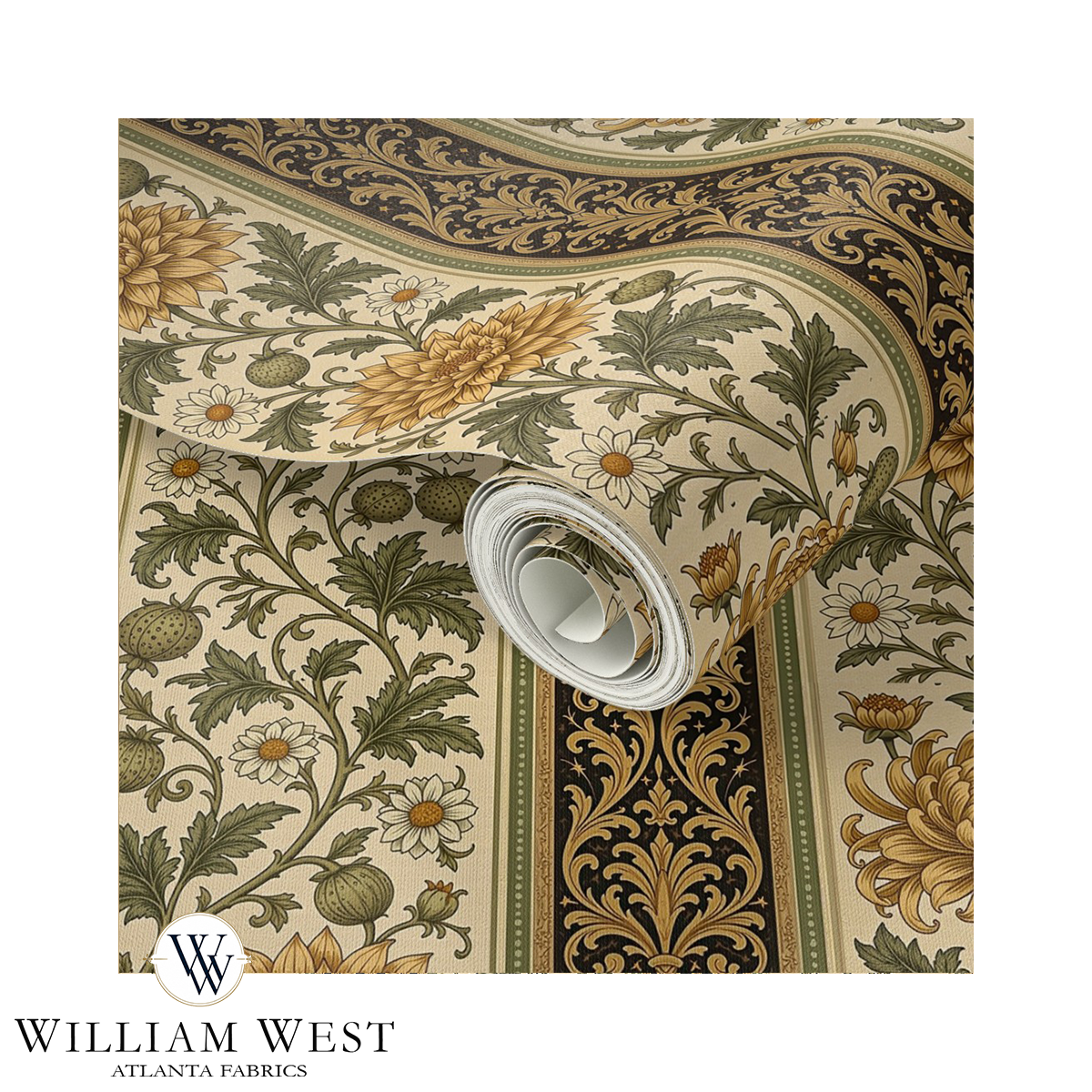 Atlanta Fabrics Briarwick Stripe Brass Wallpaper Wallpaper | Atlanta Fabrics