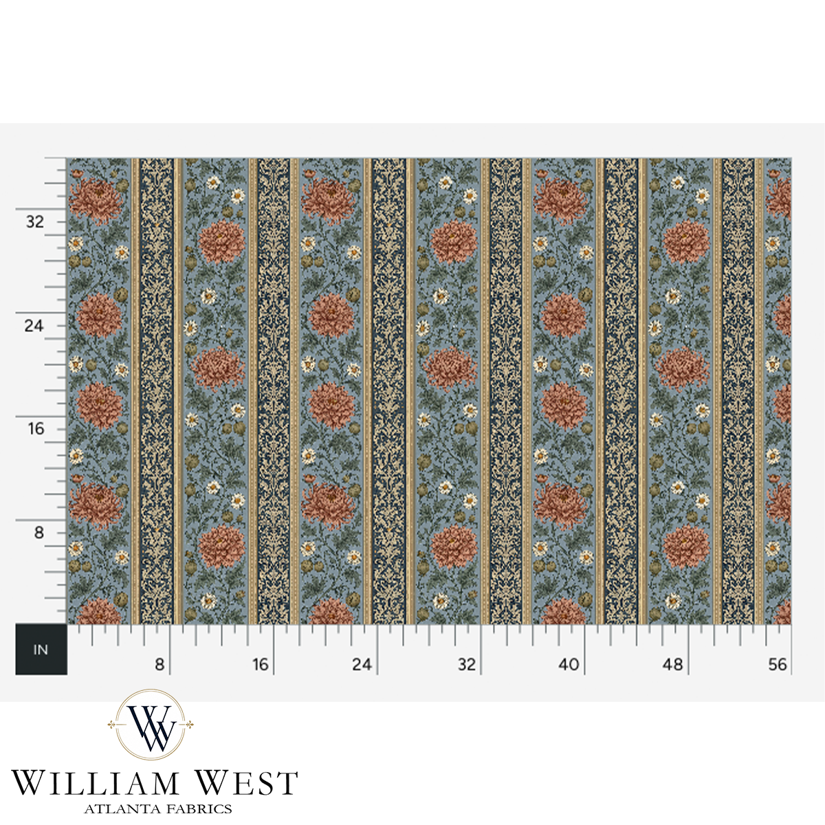 Atlanta Fabrics Briarwick Stripe Cornflower Fabric | Atlanta Fabrics