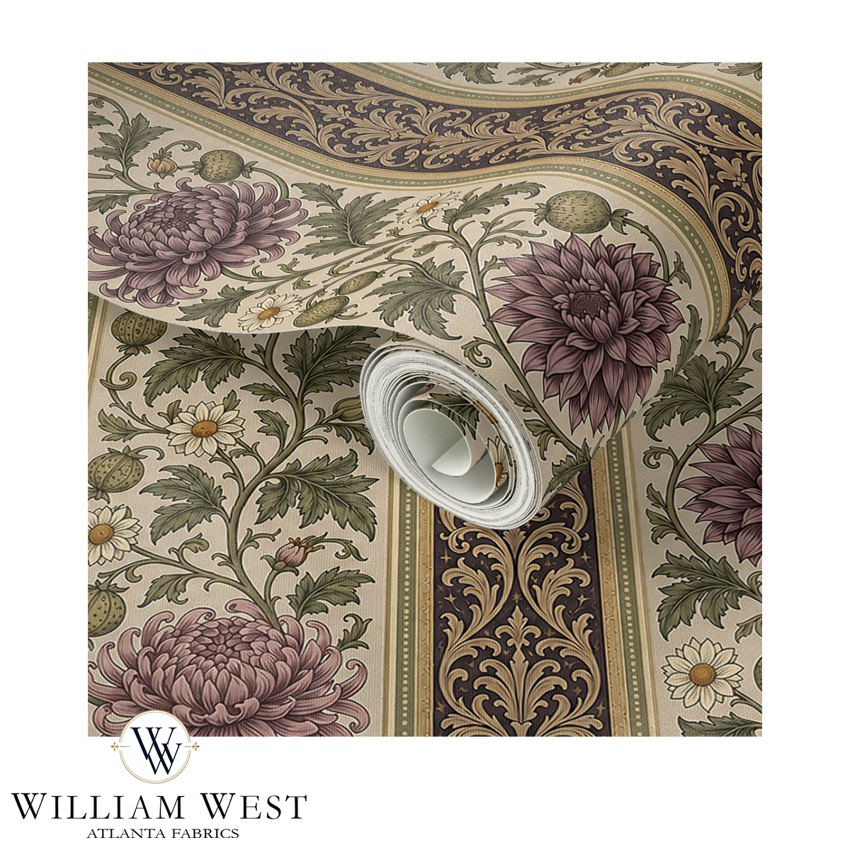 Atlanta Fabrics Briarwick Stripe Lavender Wallpaper | Atlanta Fabrics