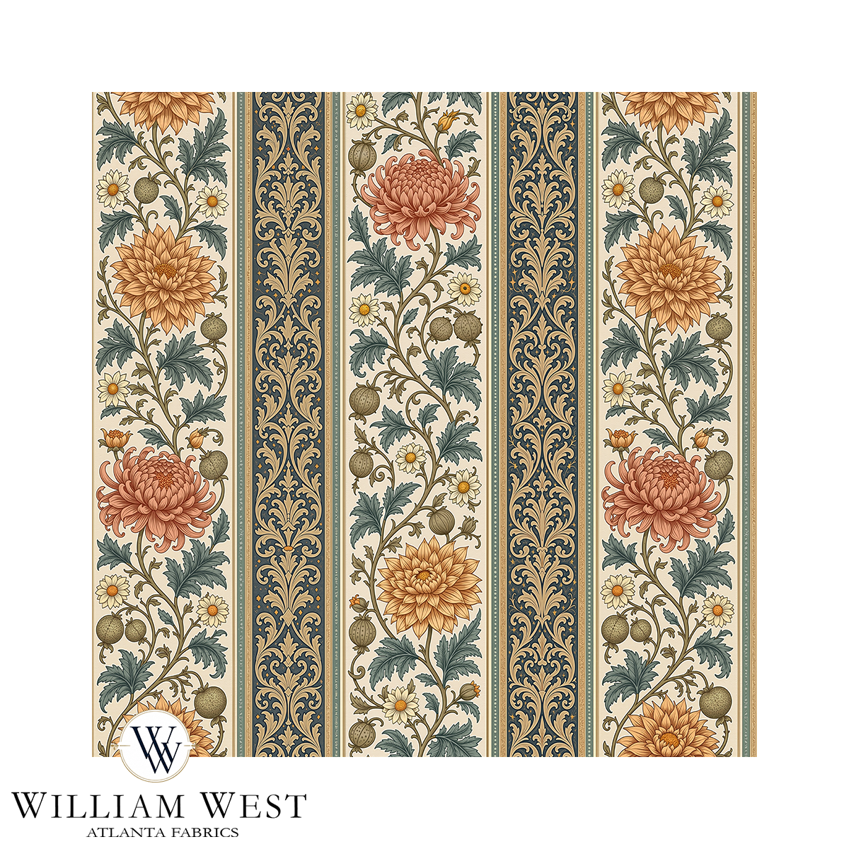 Atlanta Fabrics Briarwick Stripe Persimmon Fabric | Atlanta Fabrics