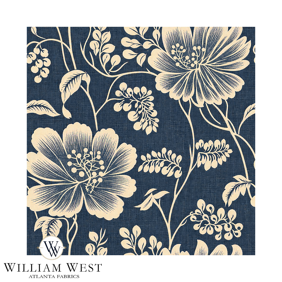 Atlanta Fabrics Bridal Meadow II Washed Indigo Fabric | Atlanta Fabrics