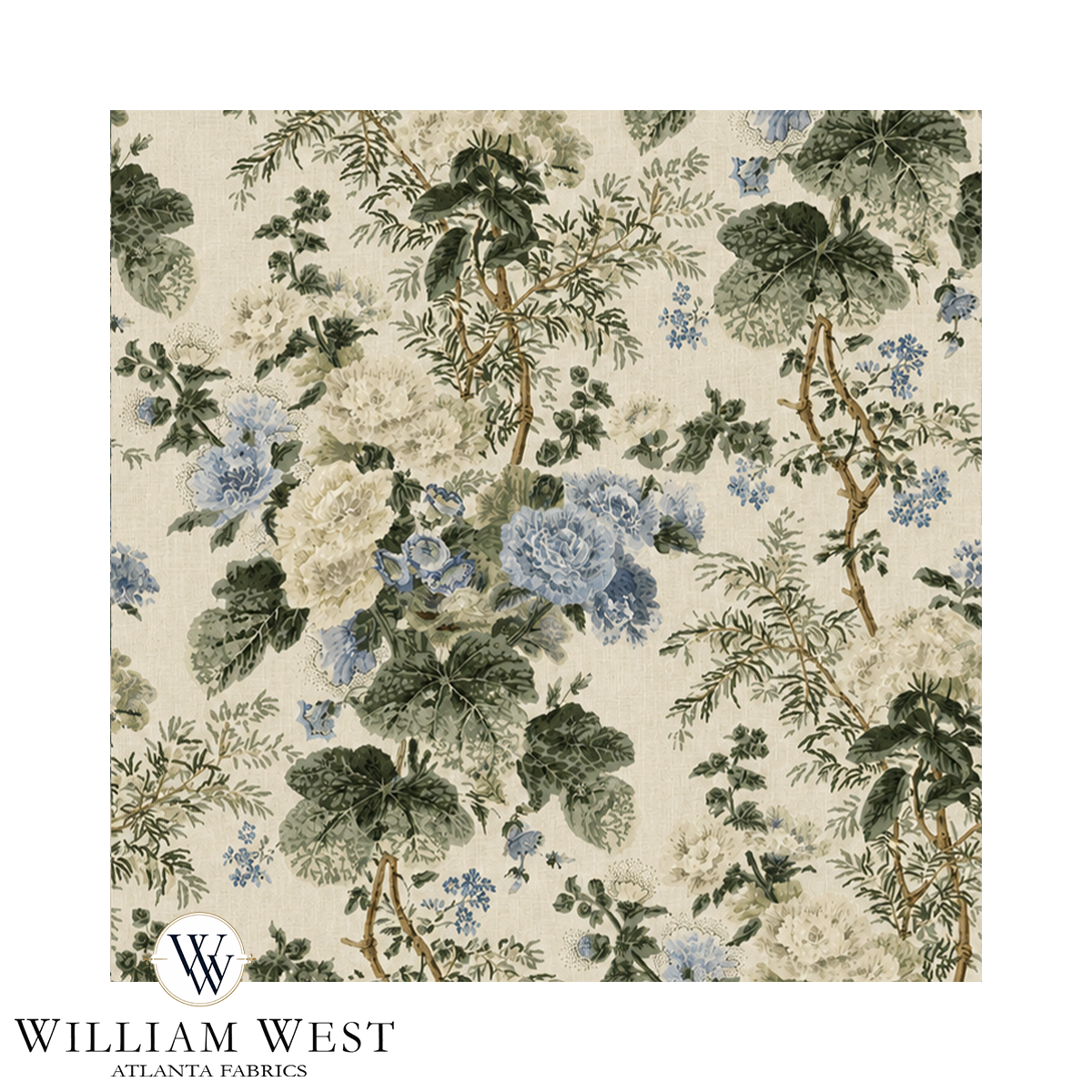 Atlanta Fabrics Cape Floral Powder Blue Fabric | Atlanta Fabrics