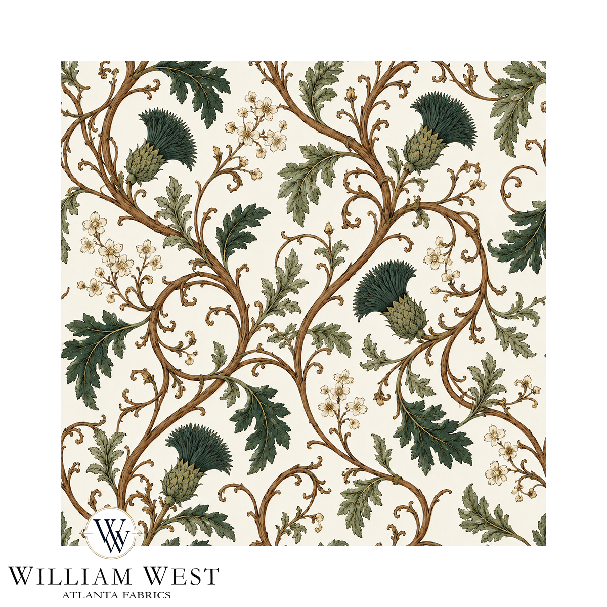 Atlanta Fabrics Heatherwick Vine Forest Fabric | Atlanta Fabrics