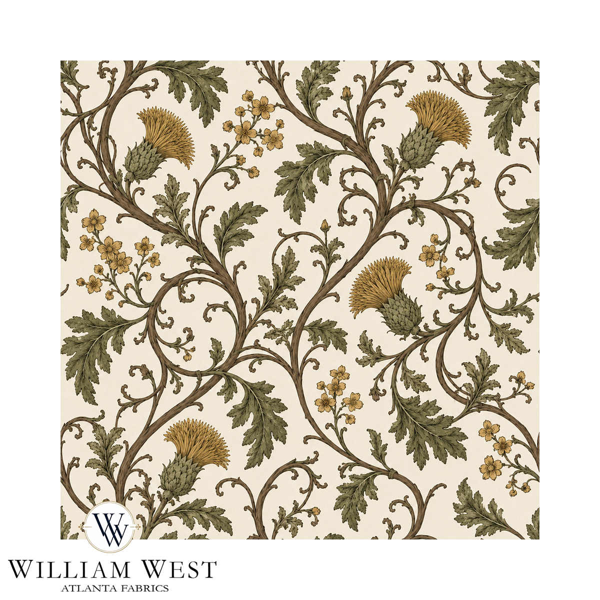 Atlanta Fabrics Heatherwick Vine Olde Gold Wallpaper Wallpaper | Atlanta Fabrics