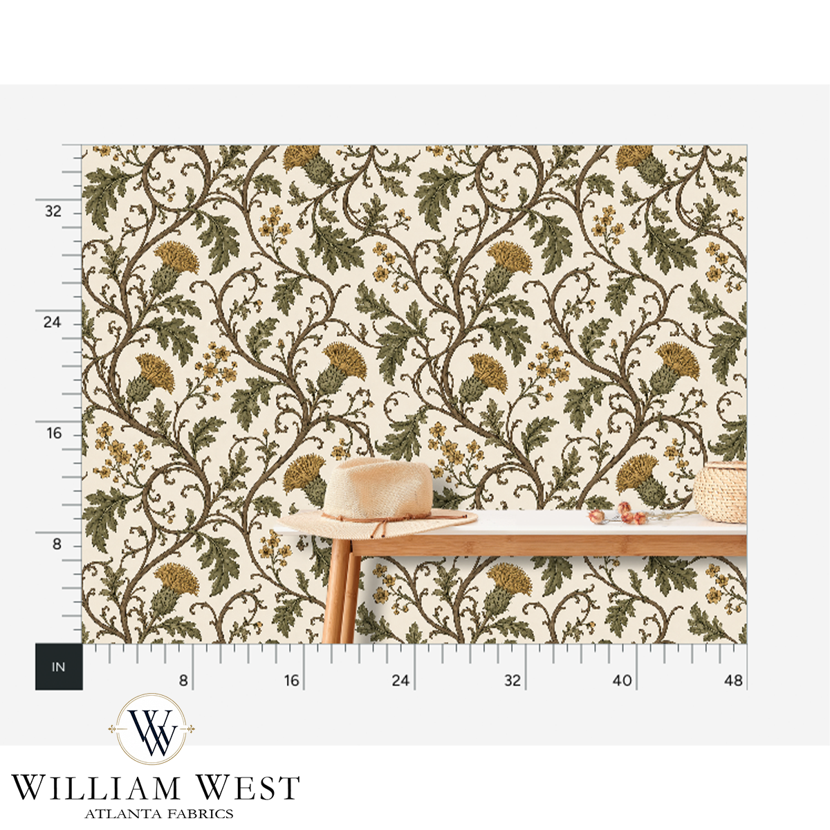 Atlanta Fabrics Heatherwick Vine Olde Gold Wallpaper Wallpaper | Atlanta Fabrics