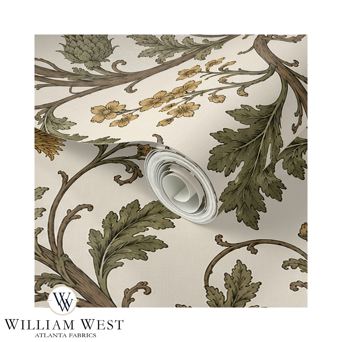 Atlanta Fabrics Heatherwick Vine Olde Gold Wallpaper Wallpaper | Atlanta Fabrics