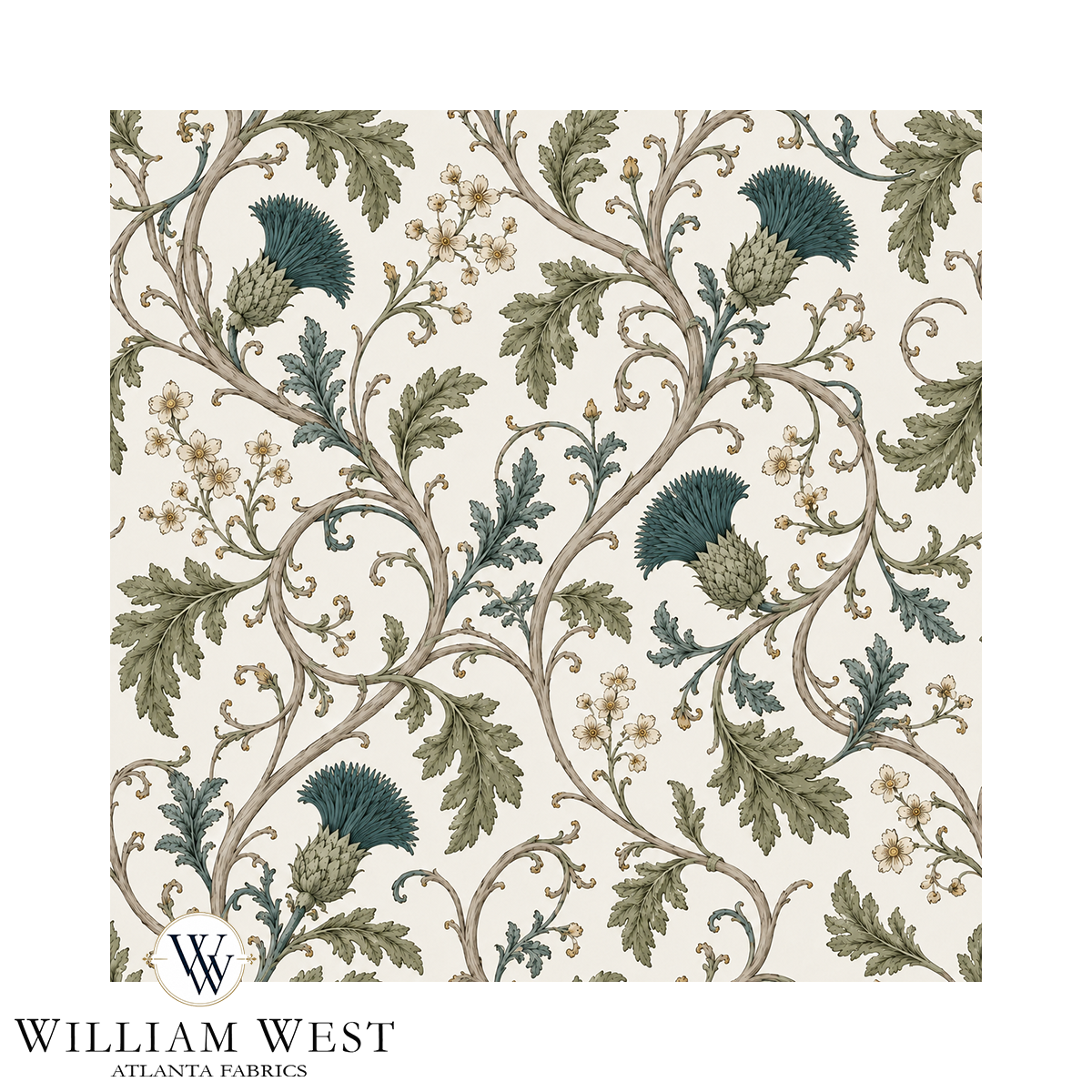 Atlanta Fabrics Heatherwick Vine Sage Fabric | Atlanta Fabrics