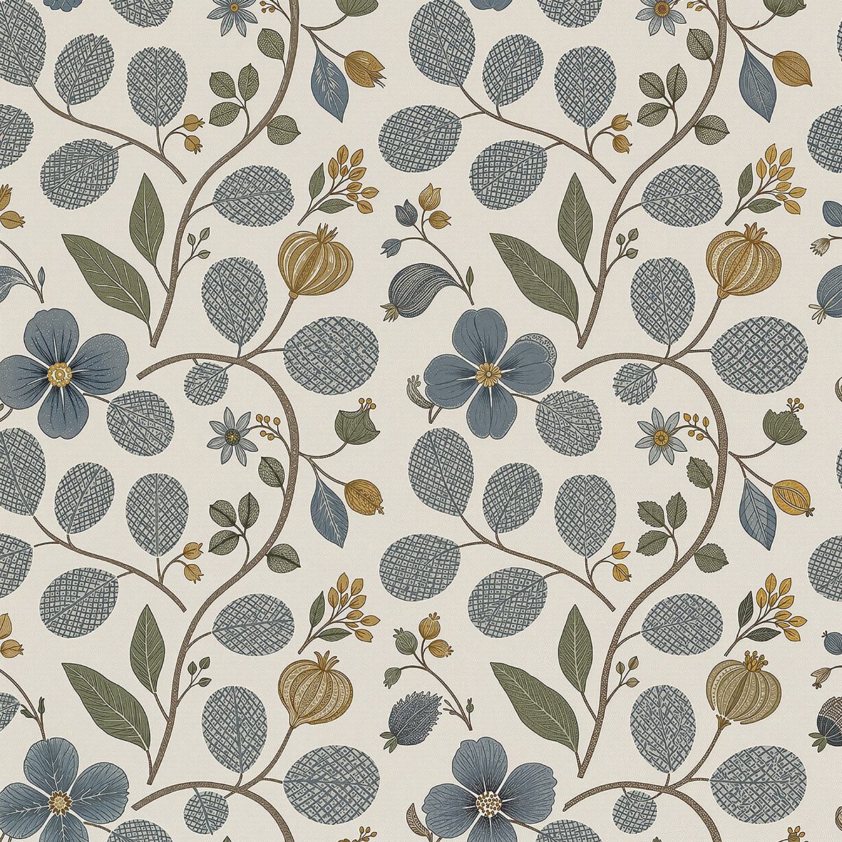 Atlanta Fabrics Orchard Vine Indigo Fabric | Atlanta Fabrics