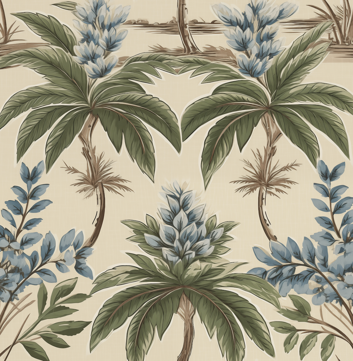 Atlanta Fabrics Alexandra Palm Basil Fabric | Atlanta Fabrics
