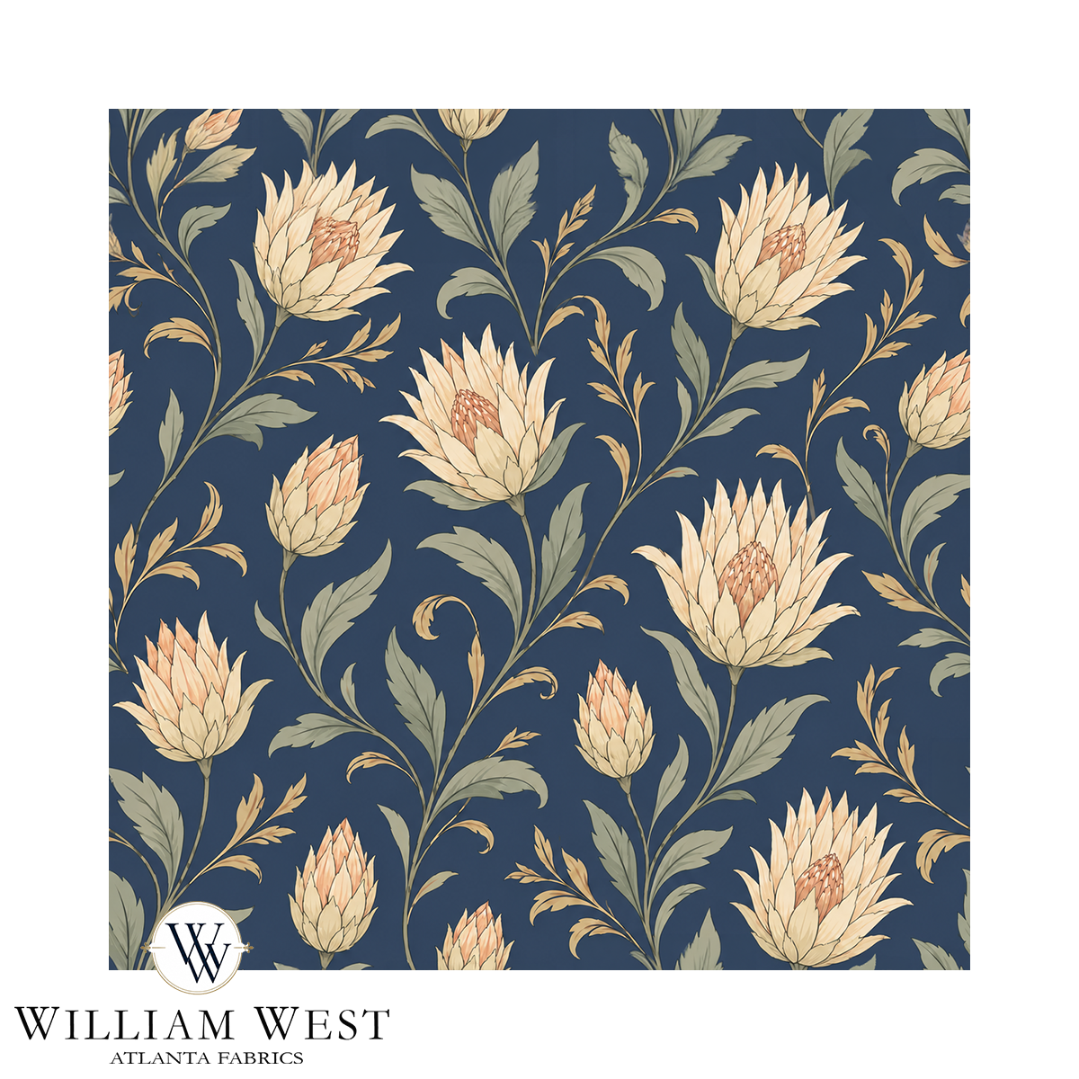 Atlanta Fabrics Shevenell Navy Fabric | Atlanta Fabrics