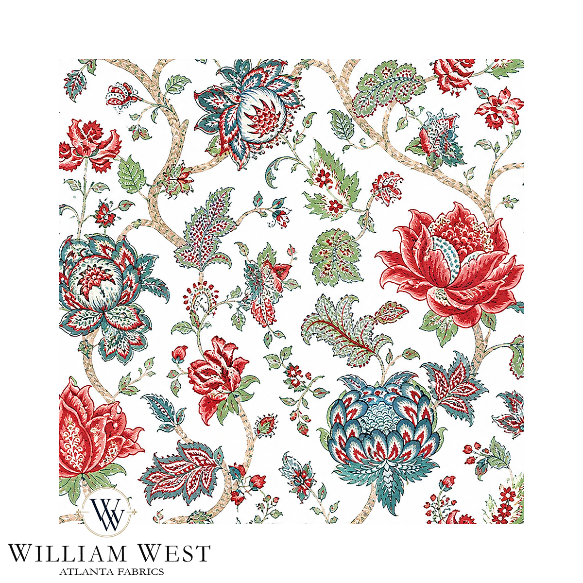 Atlanta Fabrics Silvermere Hall Red Fabric | Atlanta Fabrics