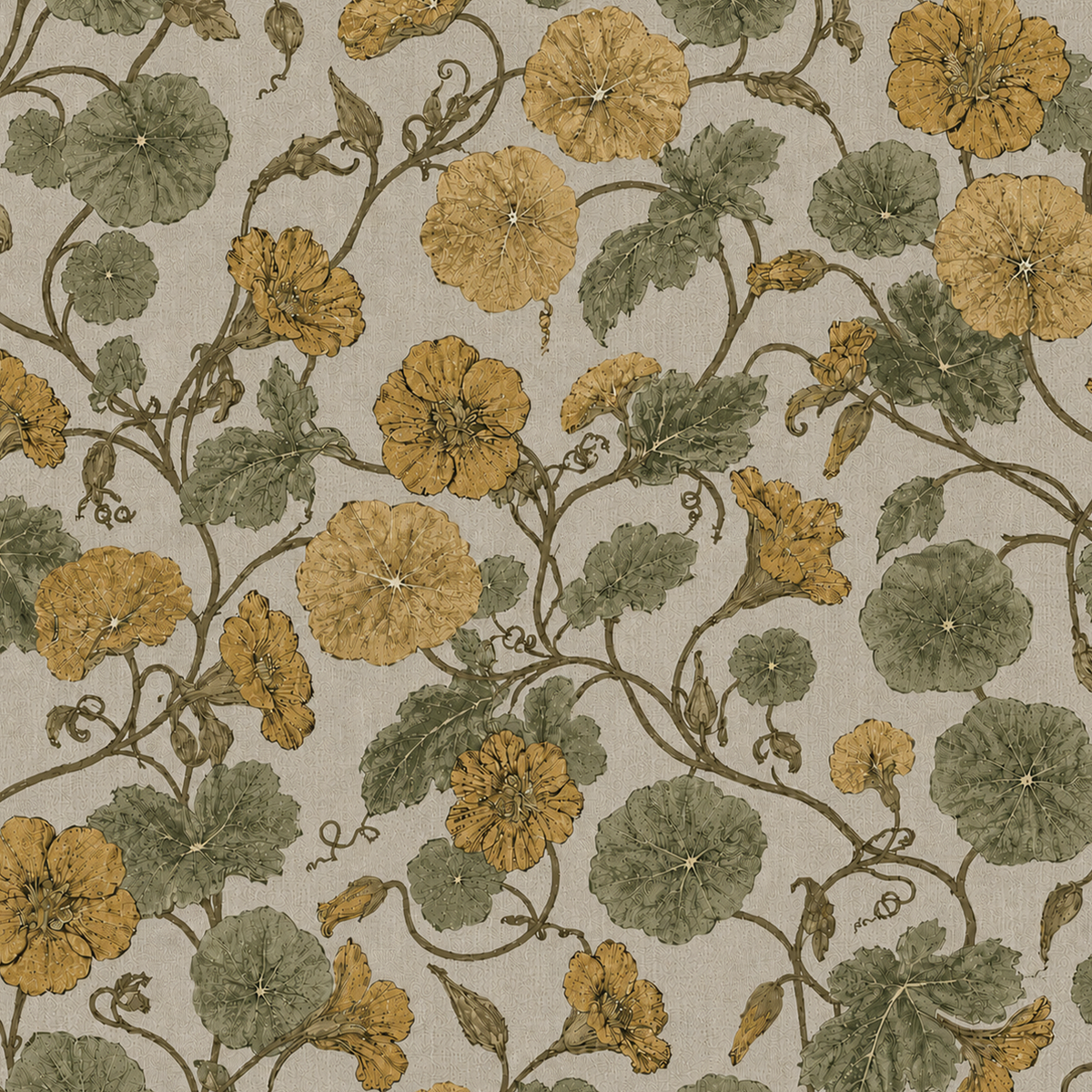Atlanta Fabrics Vineyard Mallow Yellow Wallpaper | Atlanta Fabrics