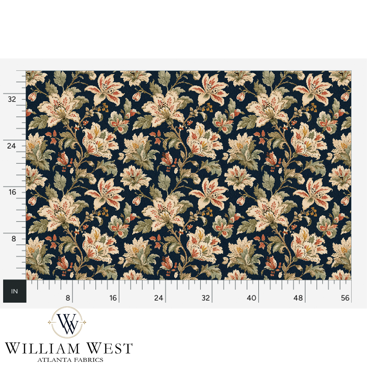 Atlanta Fabrics Whitcombe Garden Apricot Fabric | Atlanta Fabrics