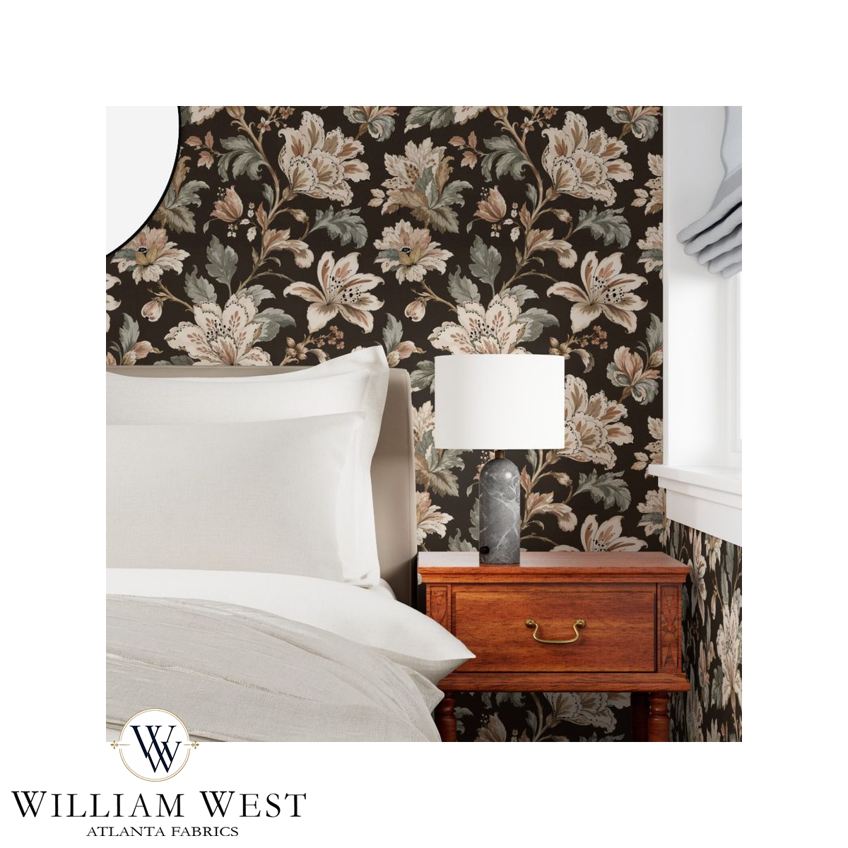 Atlanta Fabrics Whitcombe Garden Apricot Wallpaper Wallpaper | Atlanta Fabrics