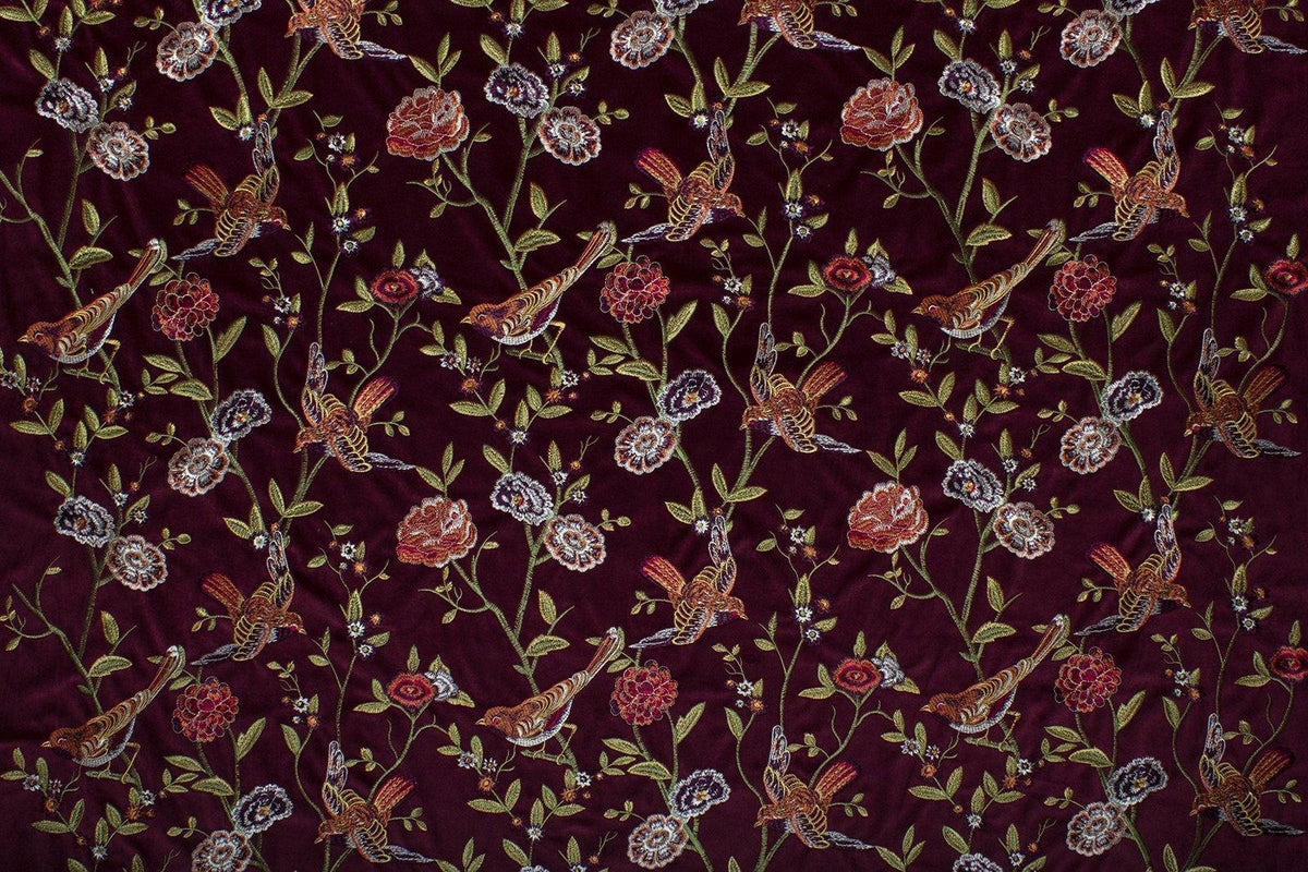 Mitchell Fabrics Birdland-Red Fabric | Atlanta Fabrics