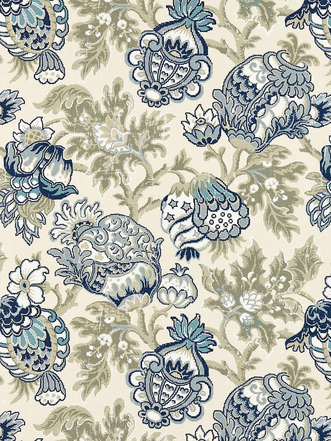 CANTERBURY LINEN PRINT OYSTER & INDIGO - Atlanta Fabrics